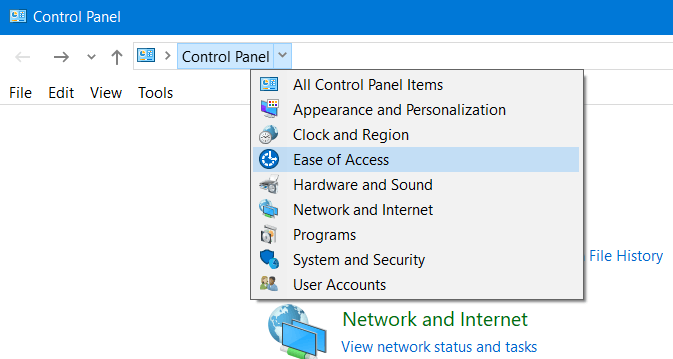 Control Panel menu Error Code 0x81000019 on Windows 10