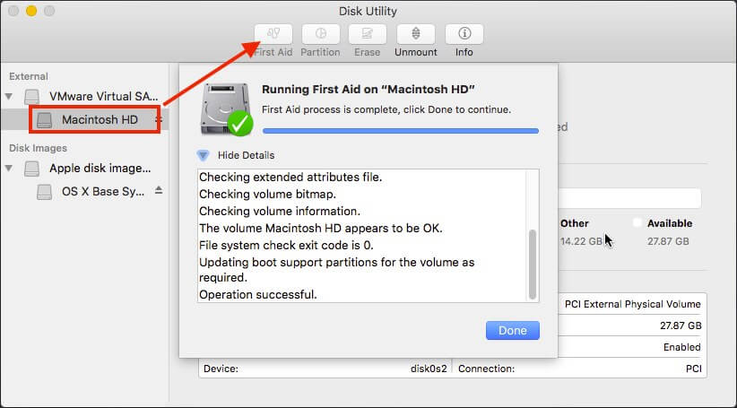 mac os disk utility repairing file system