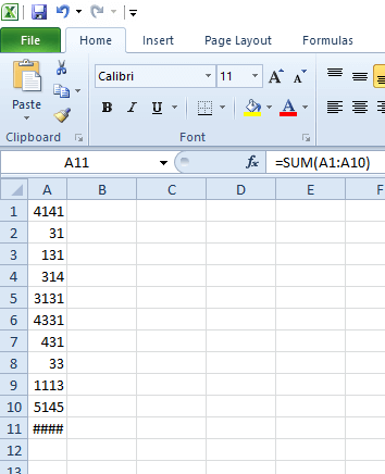 Narrow spreadsheet column excel spreadsheet not adding up correctly