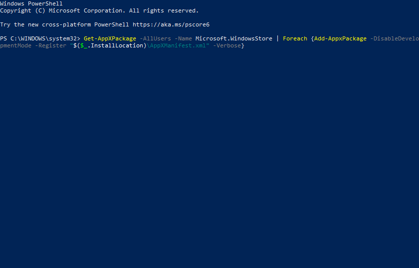 Reset Microsoft Store command microsoft store error 0x80d02017