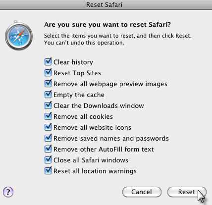 reset safari remove smart search from mac