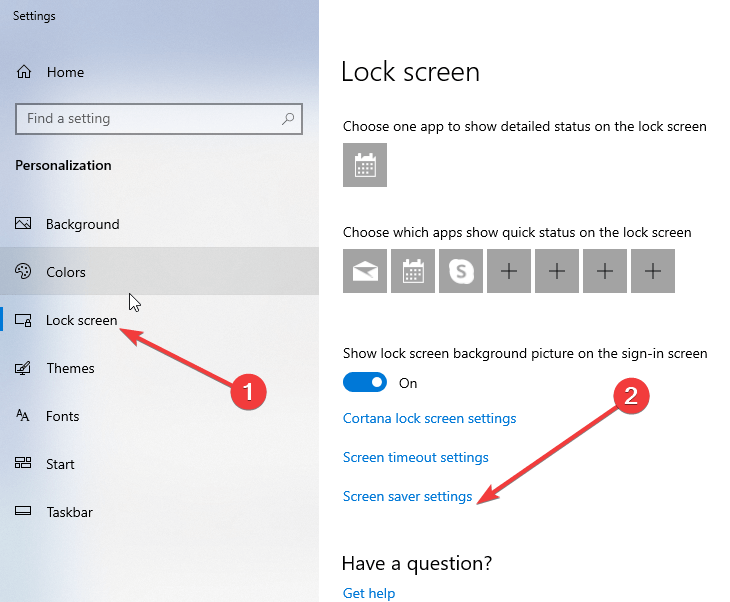 screen saver settings windows 10