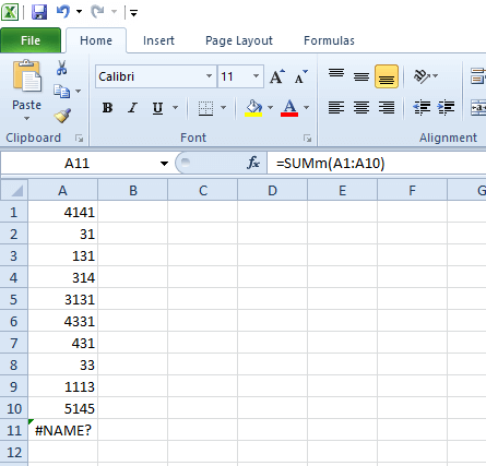 #NAME? cell error excel spreadsheet not adding up correctly