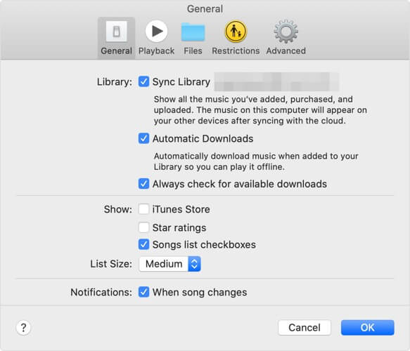 sync library itunes icloud music library not available mac