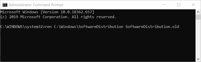 The rename command Windows Update Error 0xc1900130