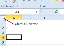 Select All button excel file will not break links