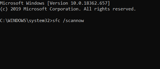 Run the sfc scan command in cmd