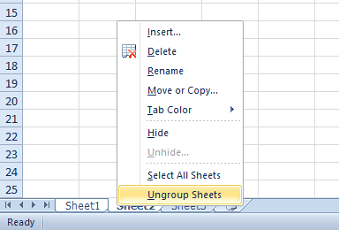 Ungroup Sheets option excel spreadsheet not filtering correctly