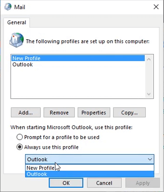 Mail window Outlook Error 0x8004210A on Windows