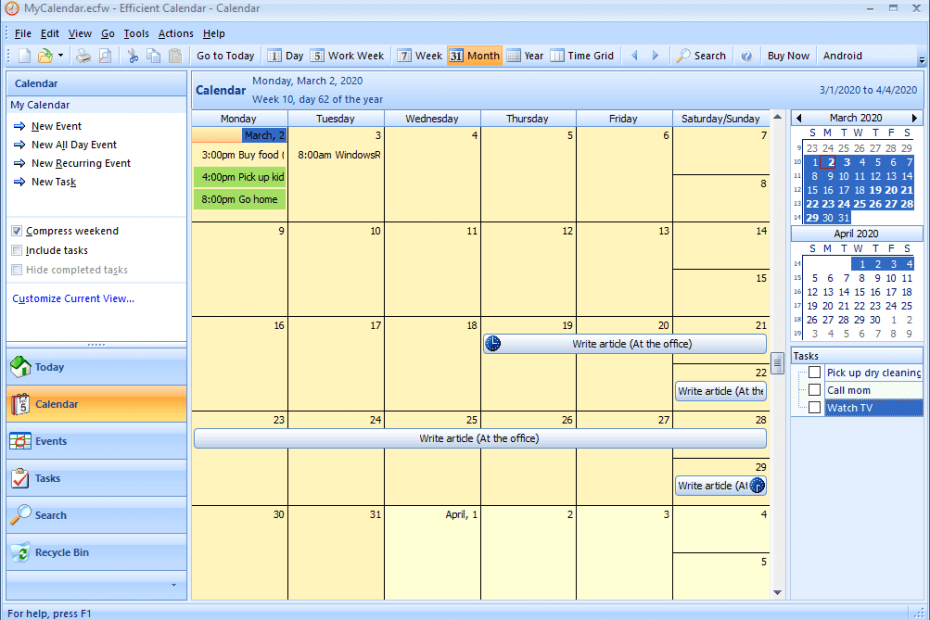 Efficient Calendar [free download & review]