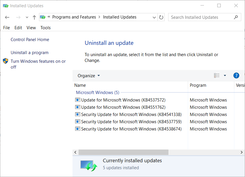 The Windows update list the program used to create this object is outlook