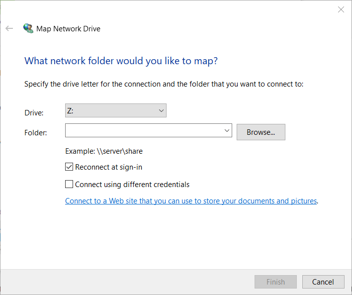 Map Network Drive window the local device name is already in use windows 10