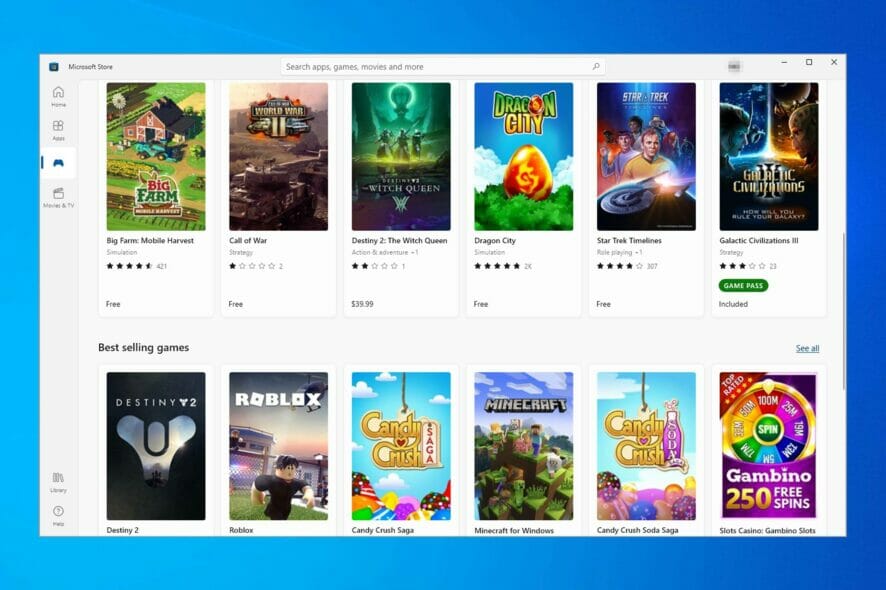Microsoft Store games won’t download windows 11 10