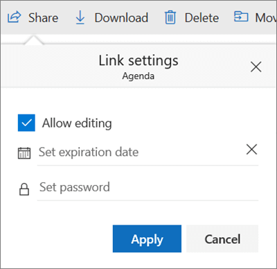 OneDrive link settings - OneDrive authentication error