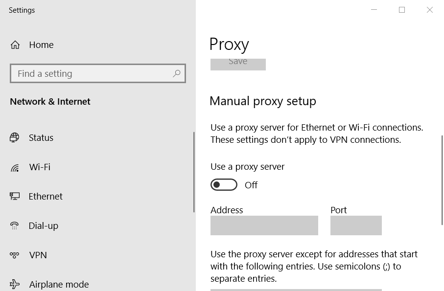 The Use a proxy server setting Fix Windows Update Error 0x8024401f