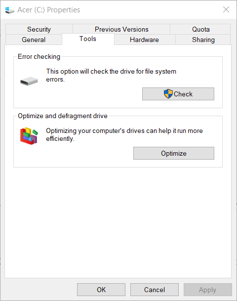 Check button Error 0x800701E3 on Windows 10