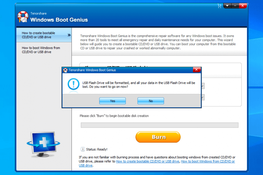 Windows Boot Genius format USB