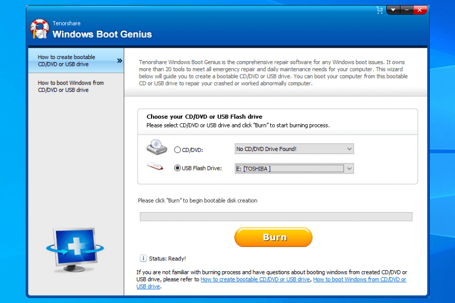 Windows Boot Genius interface