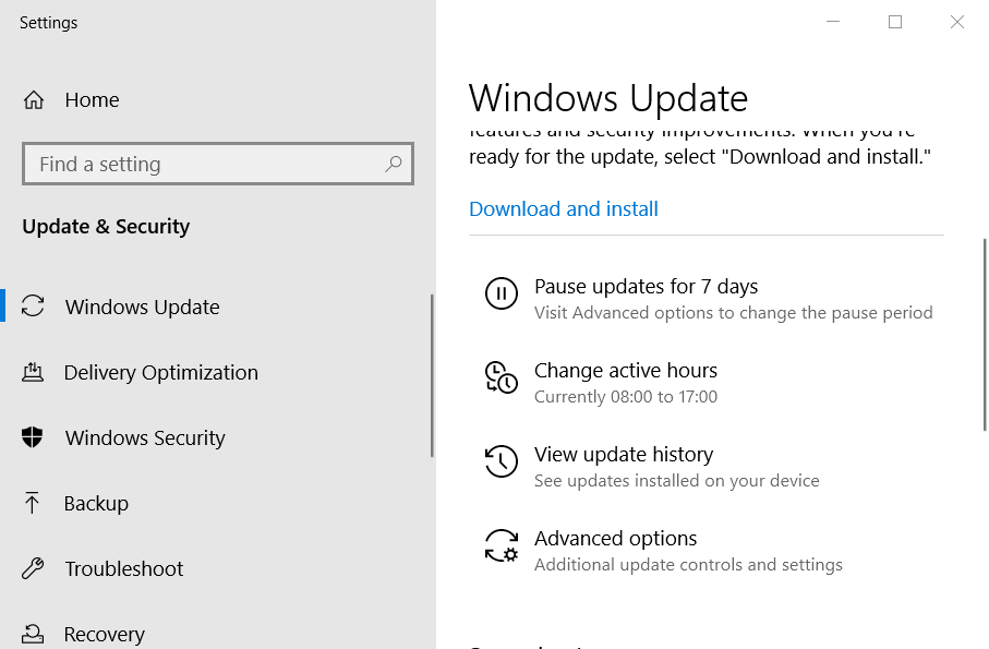 The Windows Update tab Fix Error 0x800700d8 on Windows 10
