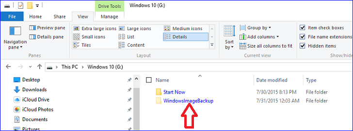 delete WindowsImageBackup folder