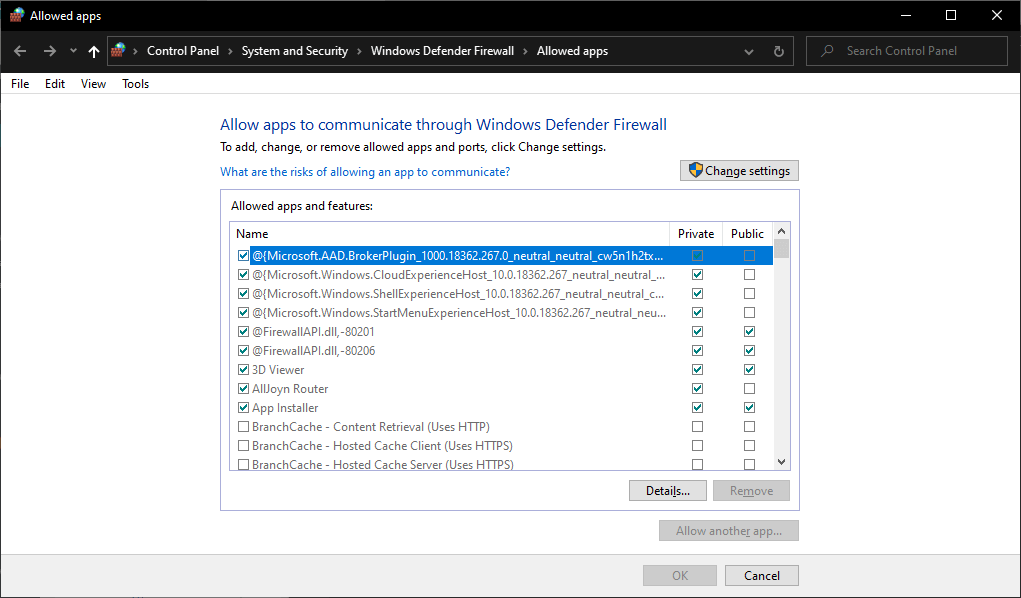 allowed firewall app settings the local device name is already in use windows 10