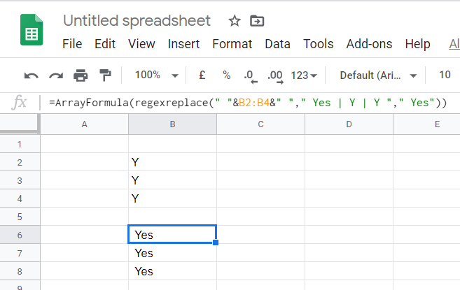 The regexreplace formula an array value could not be found excel