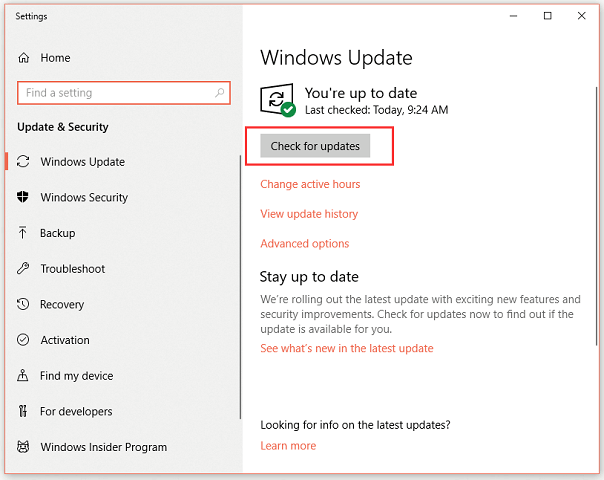latest Windows 10 build 