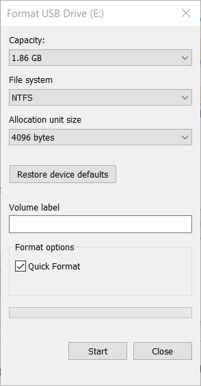 Format USB Drive 