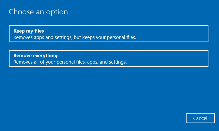 Keep my files option Windows Update Error 0xc190011f