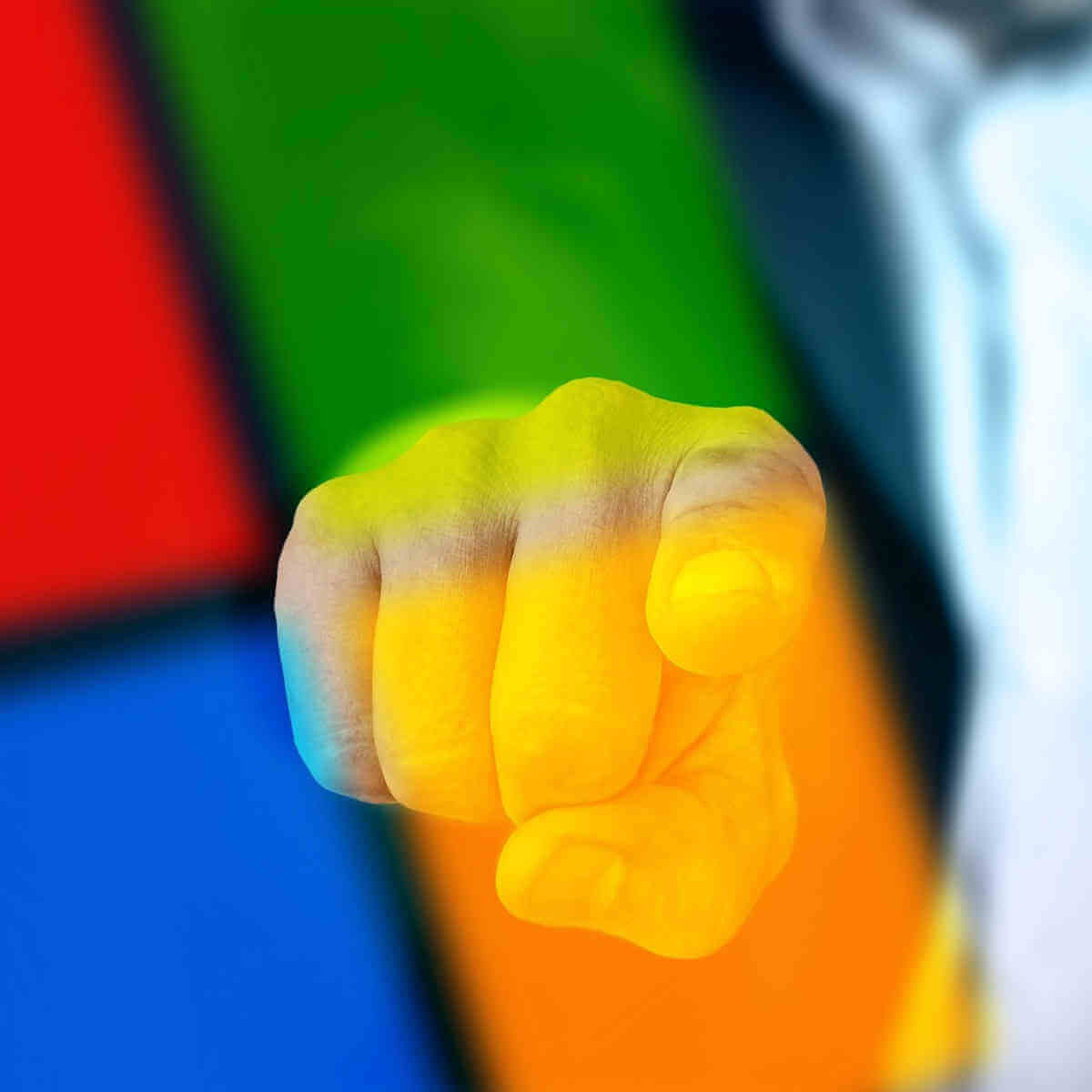 Windows logo pointing finger