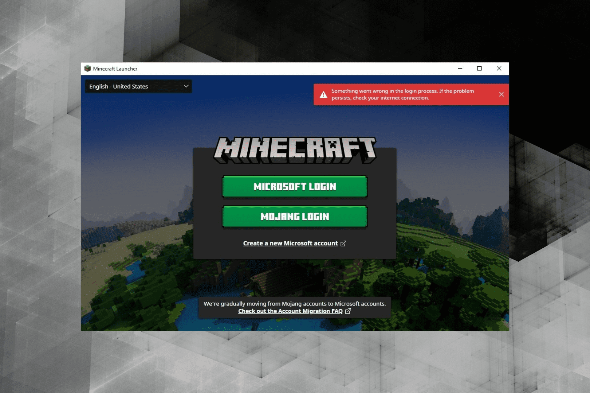 fix no internet connection error in Minecraft launcher
