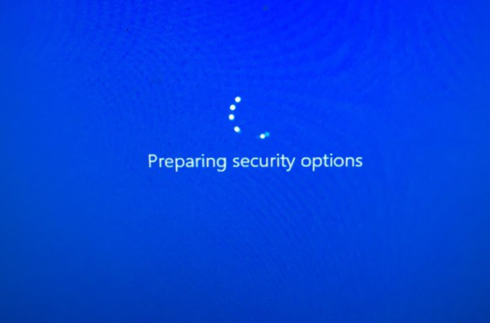 fix Preparing security options error in Windows
