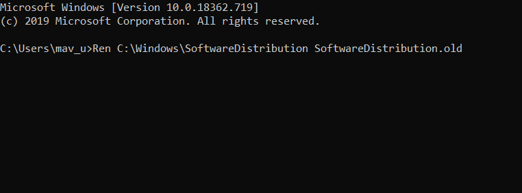 Rename SoftwareDistribution command Windows Update Error 0x8024000b on Windows 10