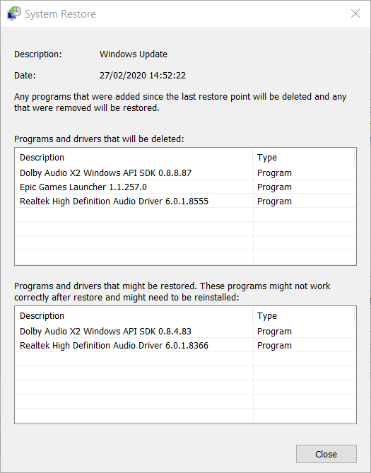 Scan for affected programs window Windows Update Error Code 9c48