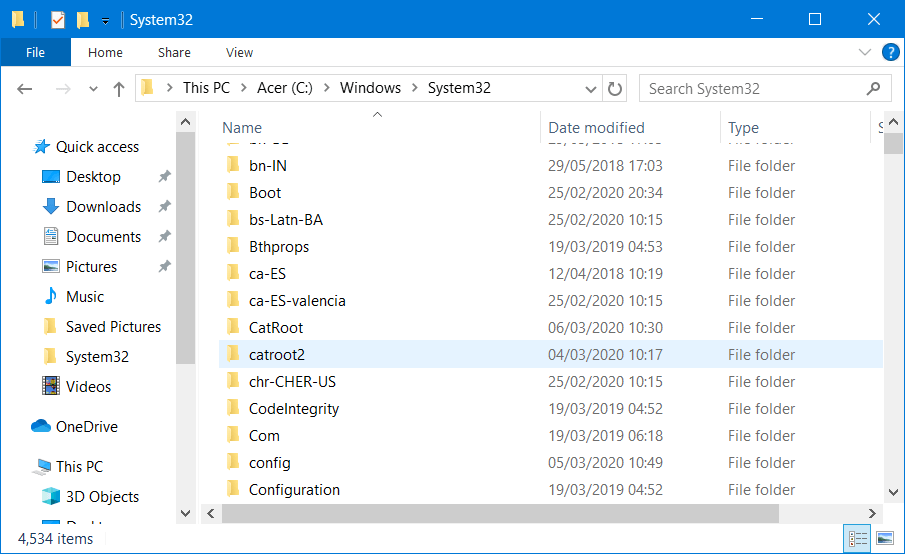 catroot2 folder Fix Error 0x800700d8 on Windows 10