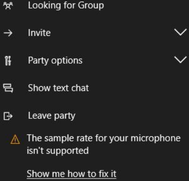 Your microphone isn't supported error message the sample rate for your microphone isn't supported