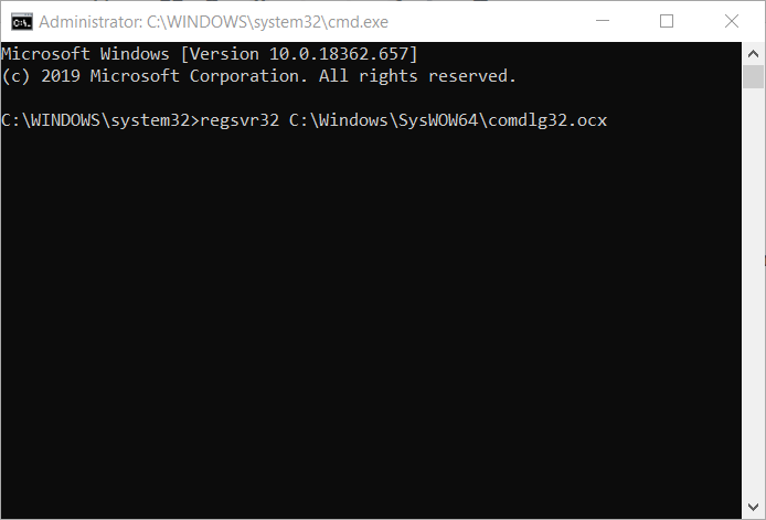 regsver32 command for 64-bit Windows error comdlg32.ocx windows 10