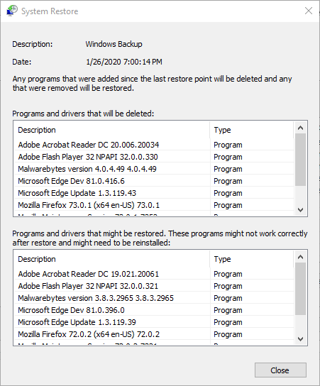 The scan for affected program window Windows Update Error 0x8024000b on Windows 10