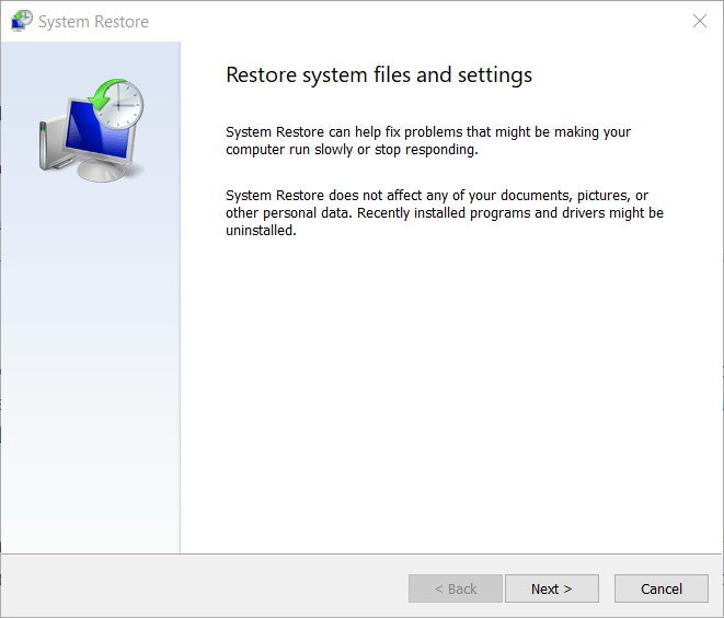 System Restore Error 0x80090016 on Windows 10
