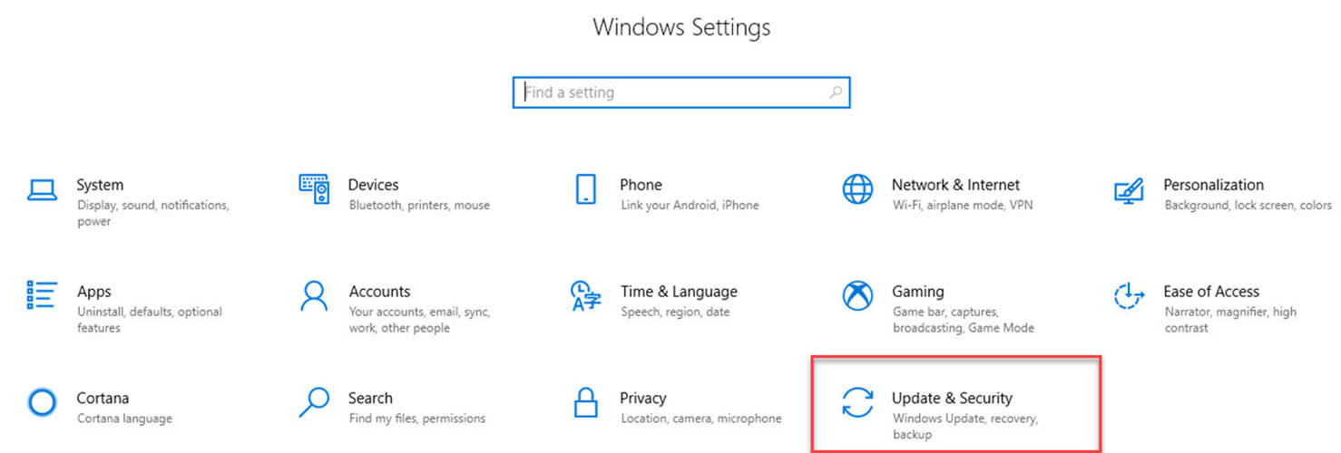 windows update pane