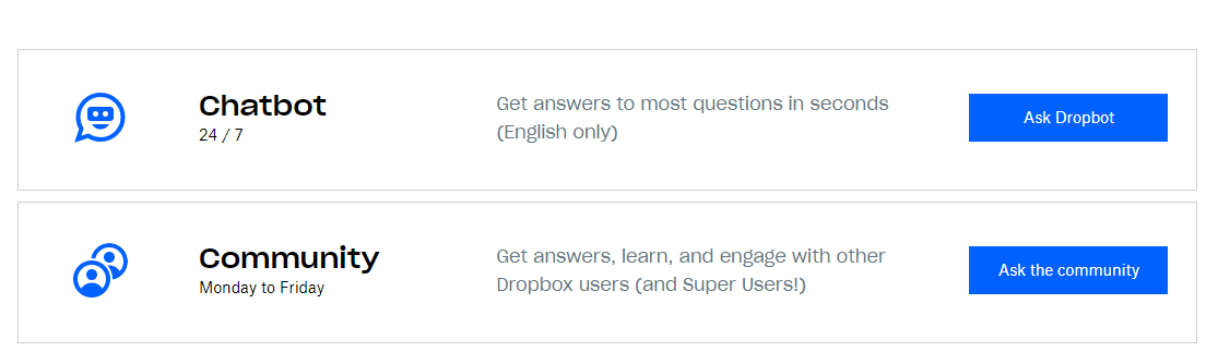 dropbox customer support number