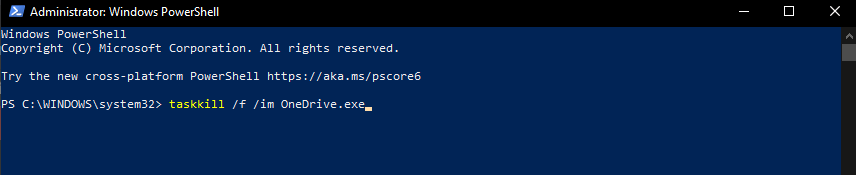 Closing OneDrive in PowerShell command - OneDrive error 0x8004deb2