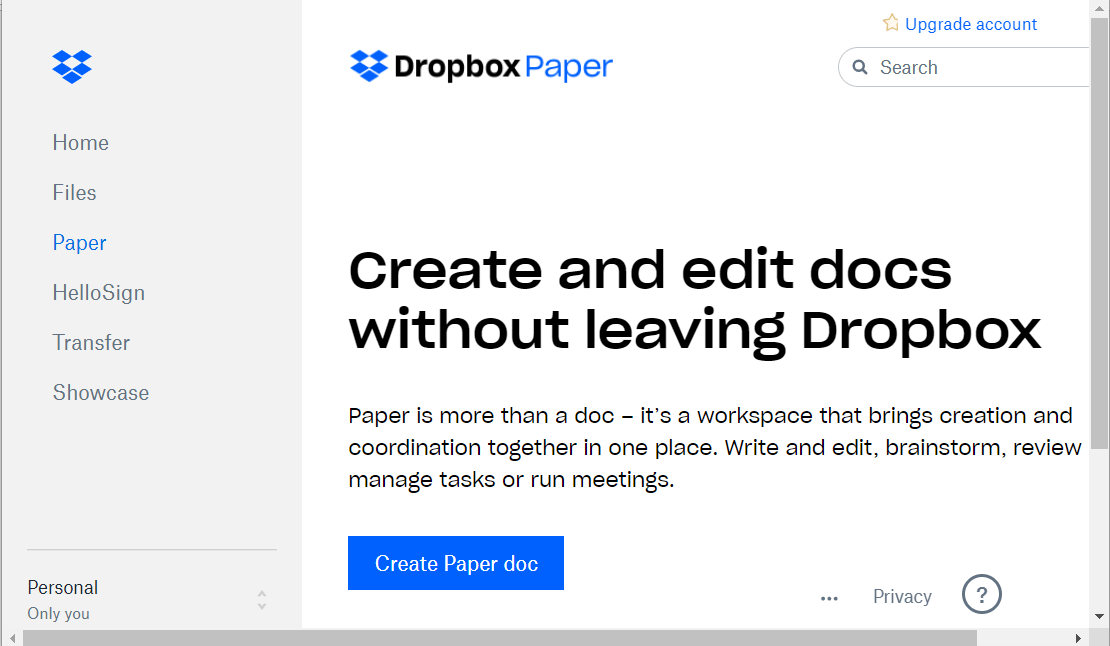 Create Paper doc button dropbox slideshow