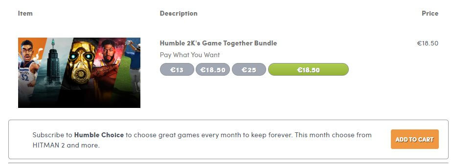 Payment Tiers in Humble Bundle