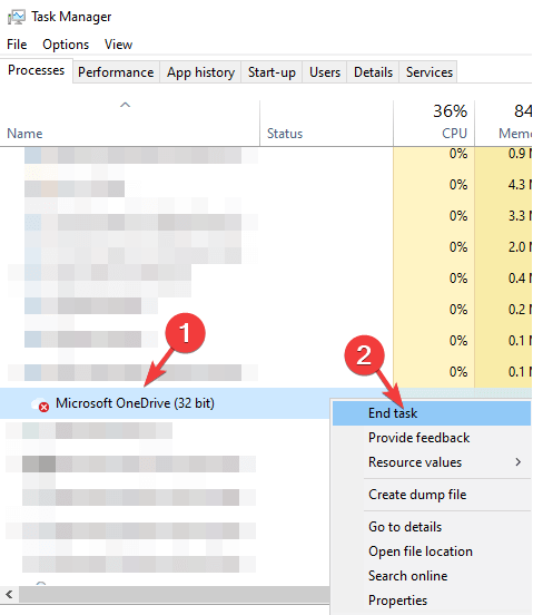 OneDrive in task manager - OneDrive cookies must be allowed error