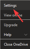 OneDrive settings - OneDrive 0x8004ded7
