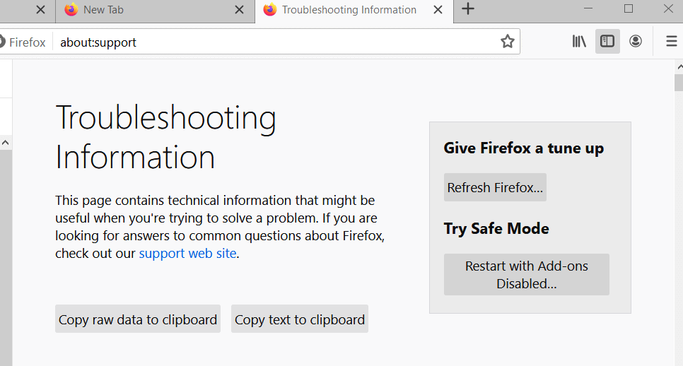 The Refresh Firefox button you don't have permission to access on this server