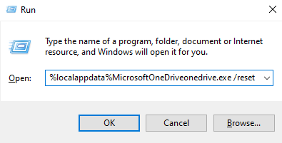 Run command - OneDrive error 0x8004de86