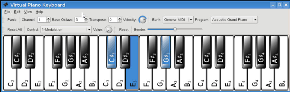 virtual midi piano keyboard midi output