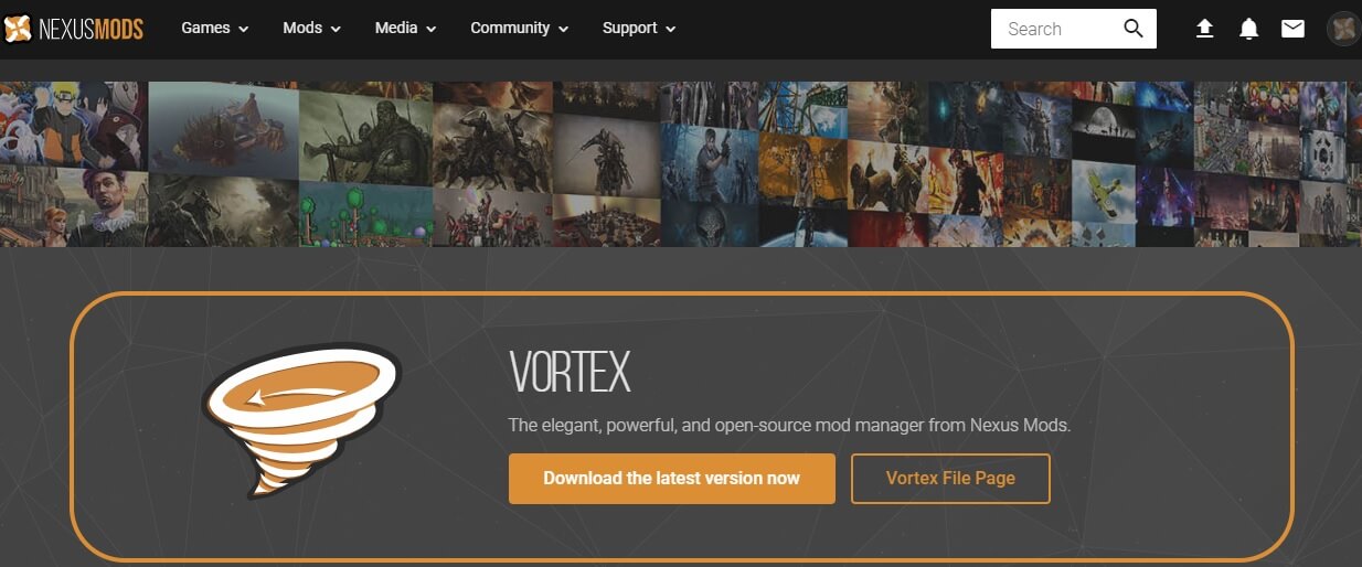 Vortex download page - nexus mod manager is not set up to work with skyrim